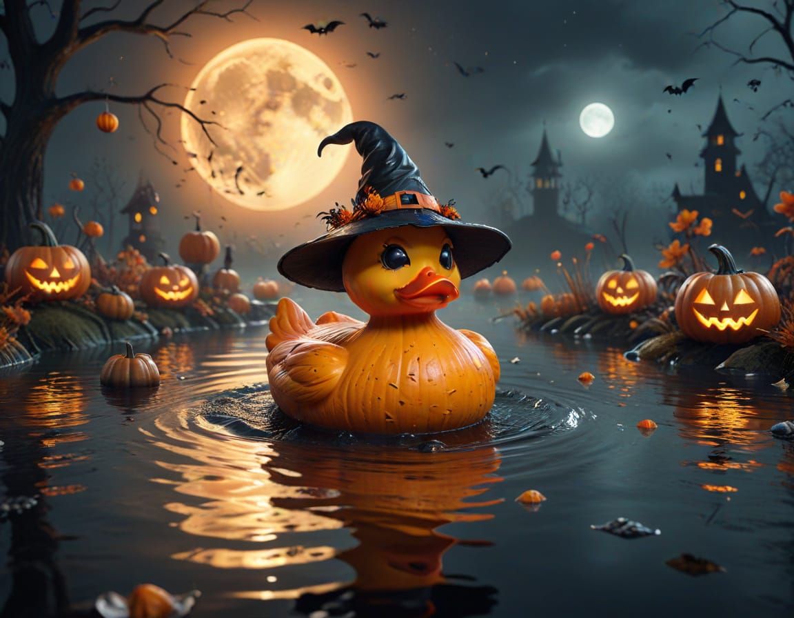 Cute Halloween Rubber Ducky with Spooky Details