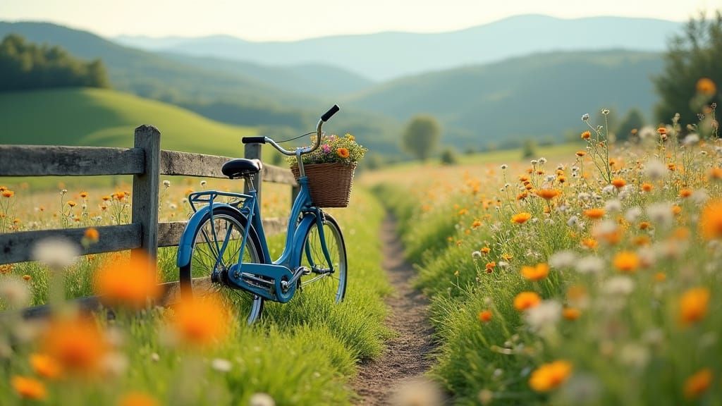 Whimsical Meadow Scene in Soft Bokeh Style