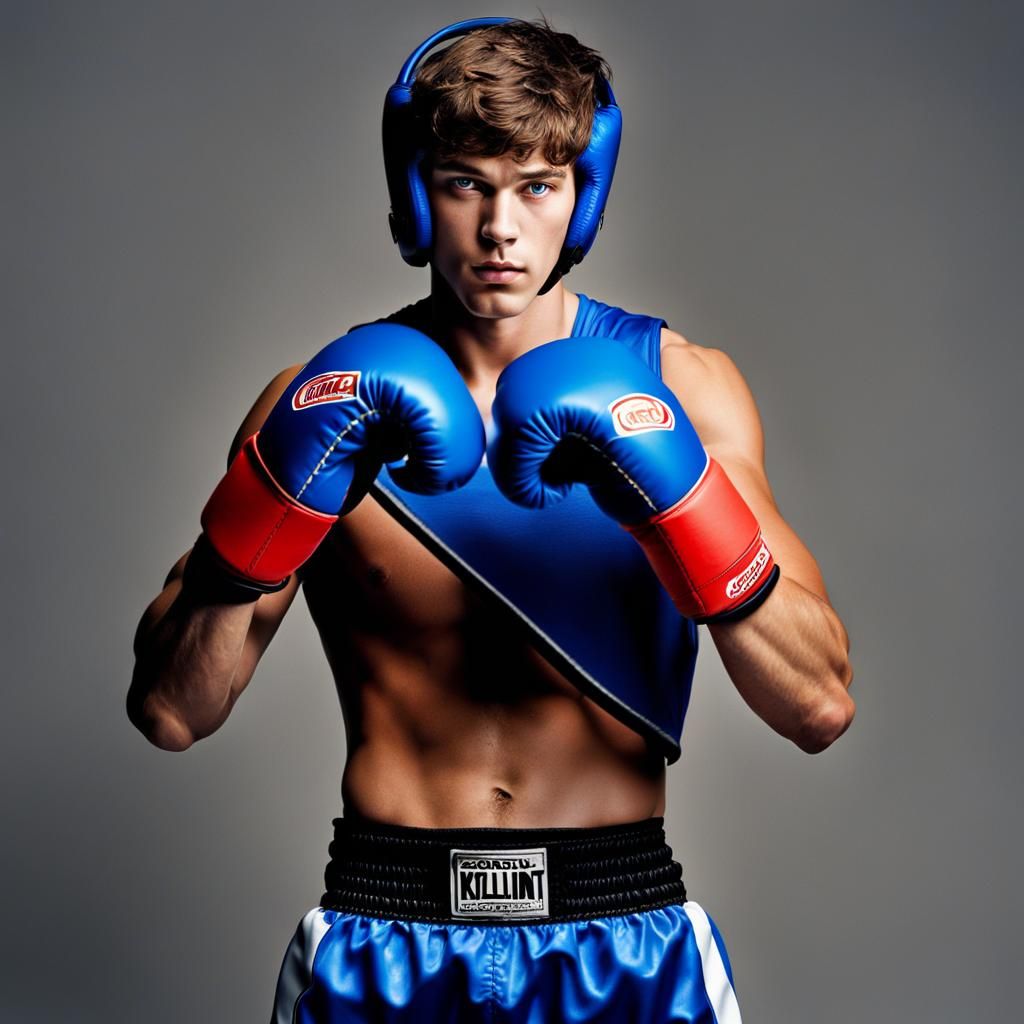 Young Boxer as Youngest Champion in Klimt Style