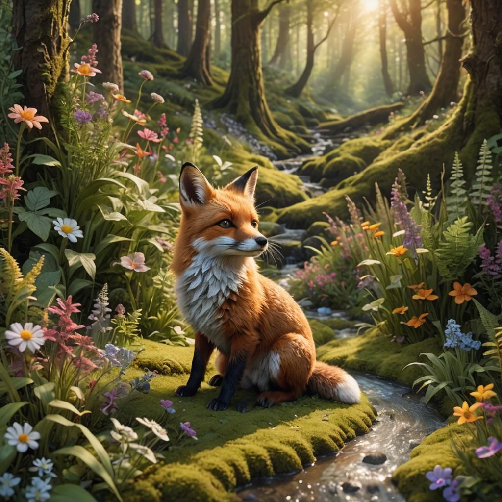 Miniature Fox Bunny in Enchanting Forest Glade