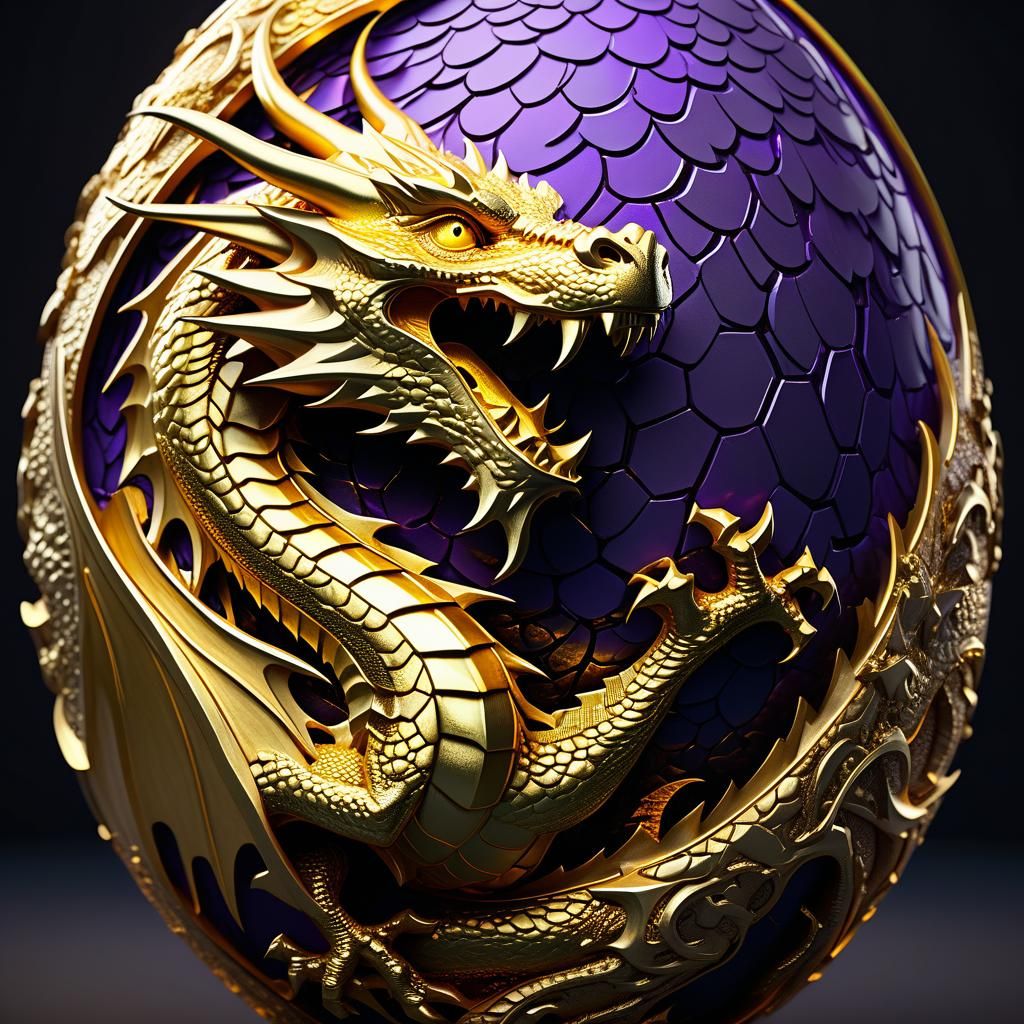 Gold Dragon Egg with Reflected Face