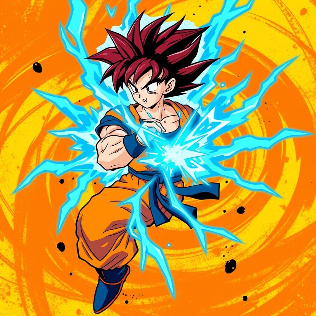 Vibrant Super Saiyan Goku in Dynamic Anime Art Style