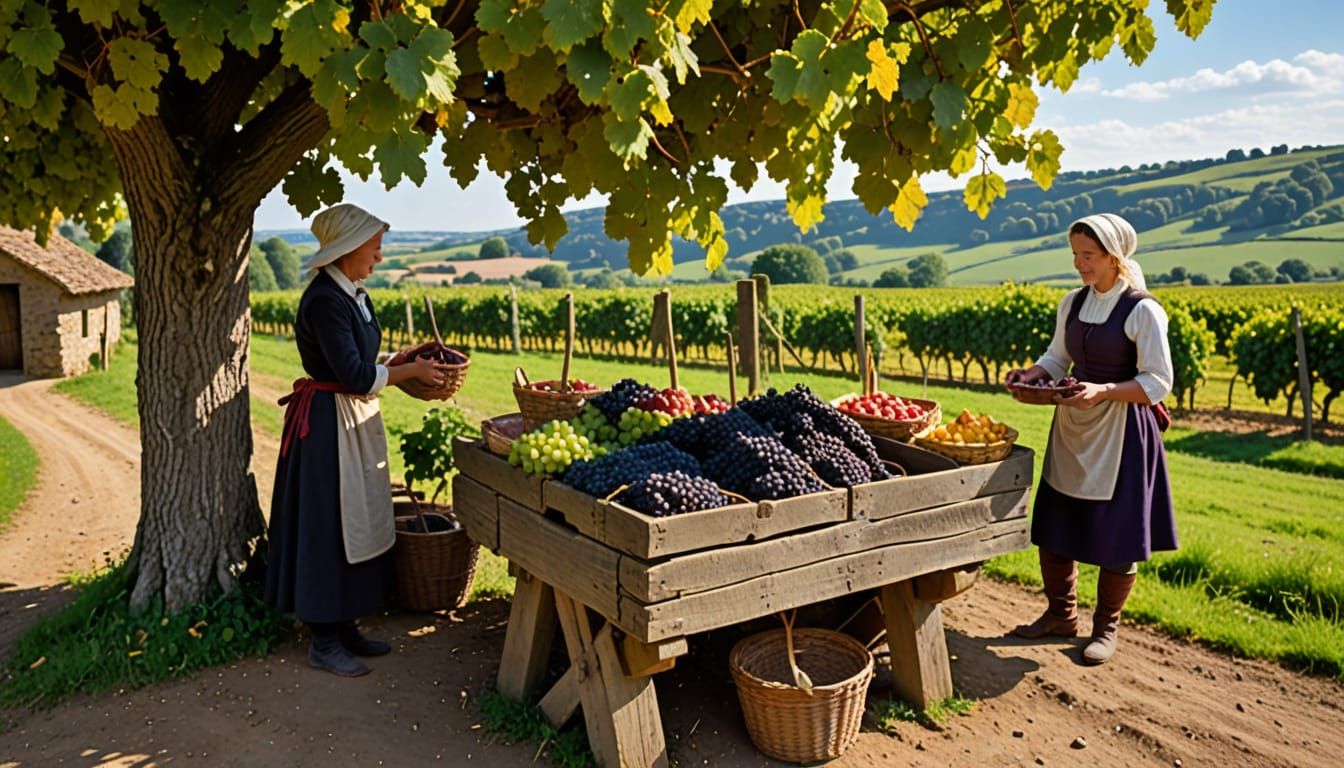 Autumn Farmstand in 15th Century Burgundy