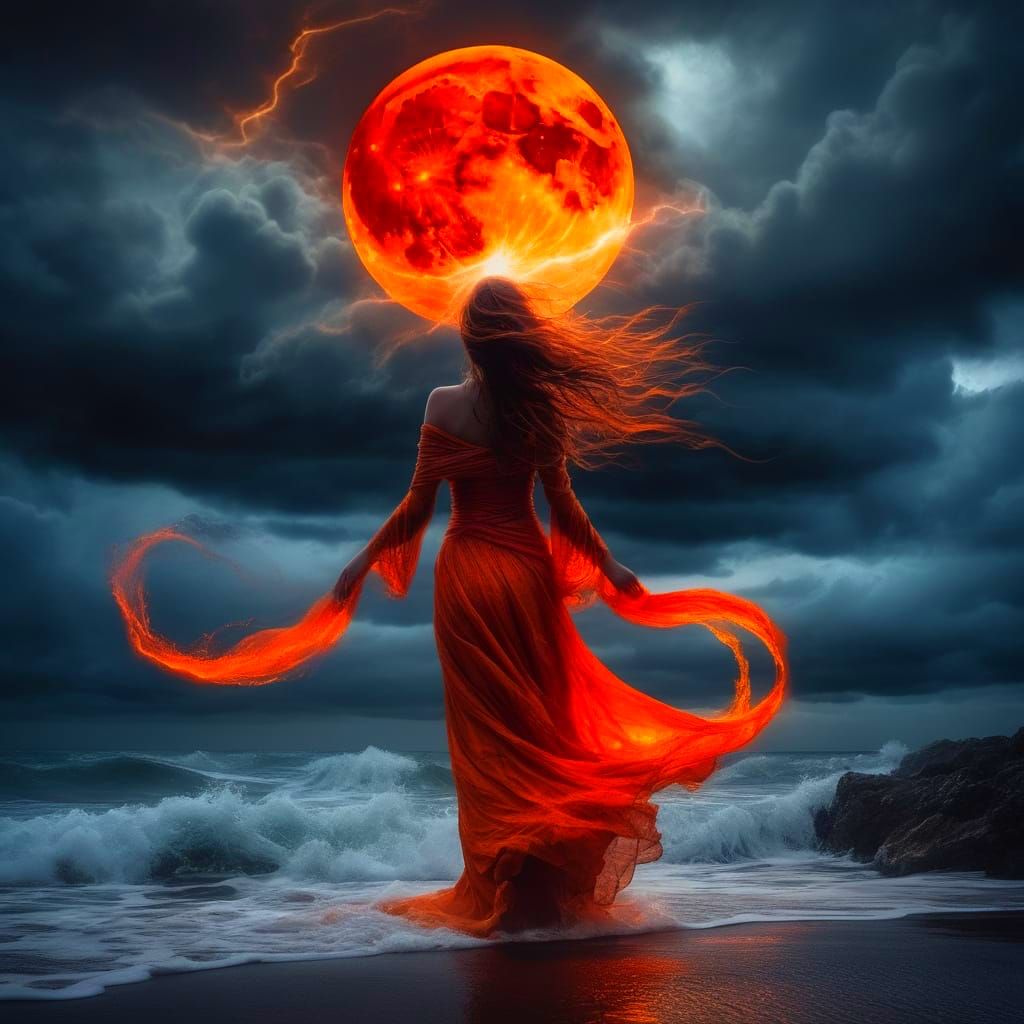 Moon Goddess of the Ocean's Whispering Storm