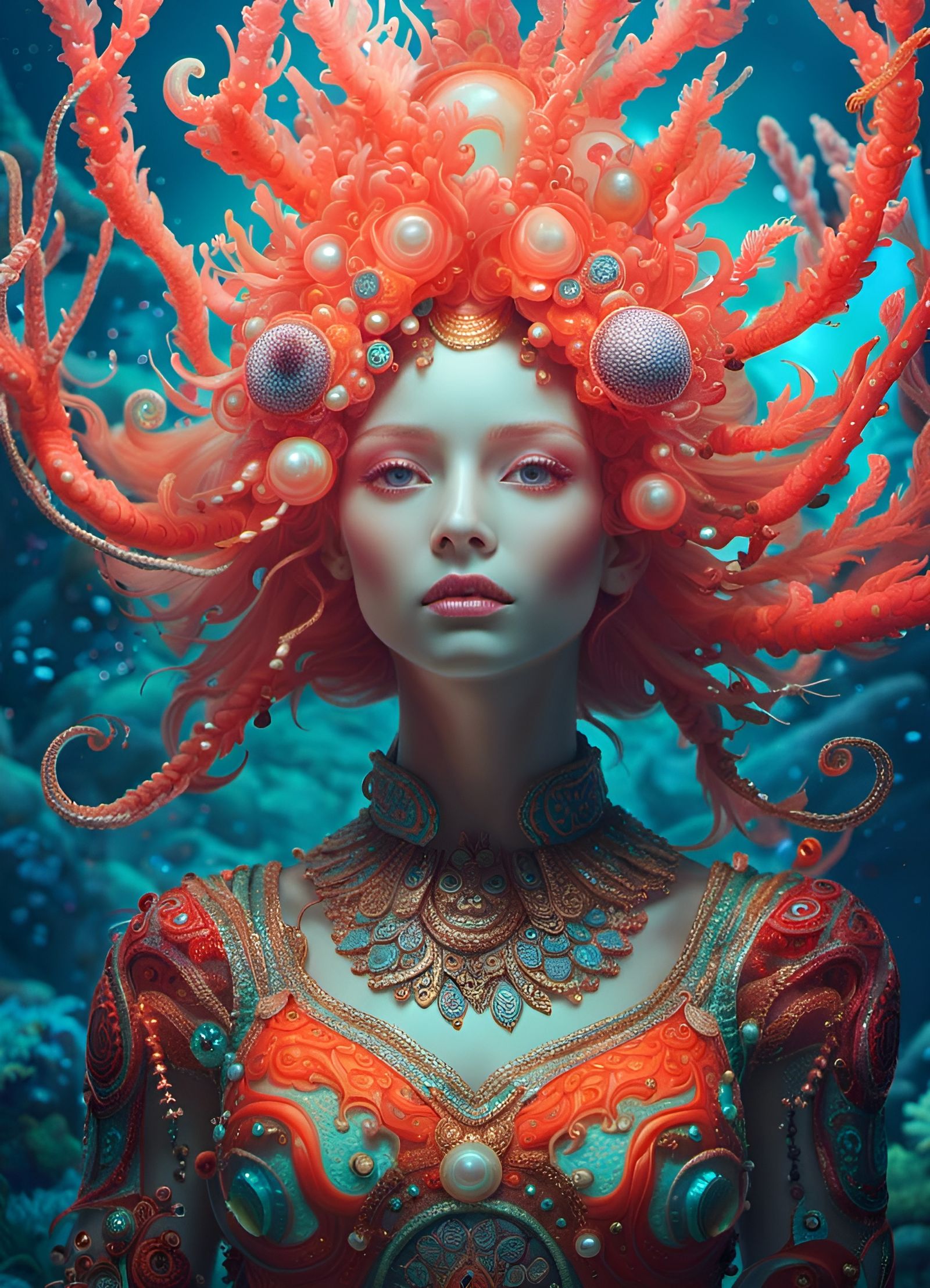 Bioluminescent Coral Goddess of the Deep Sea