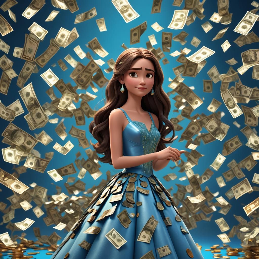 Girl in Blue Prom Dress: 3D Digital Art