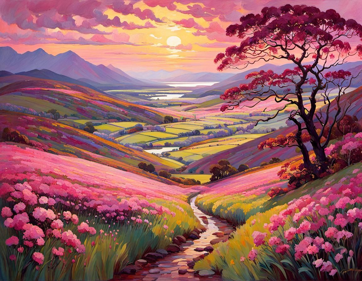 Scottish Spring Landscape in Evening Light as Luminous Art