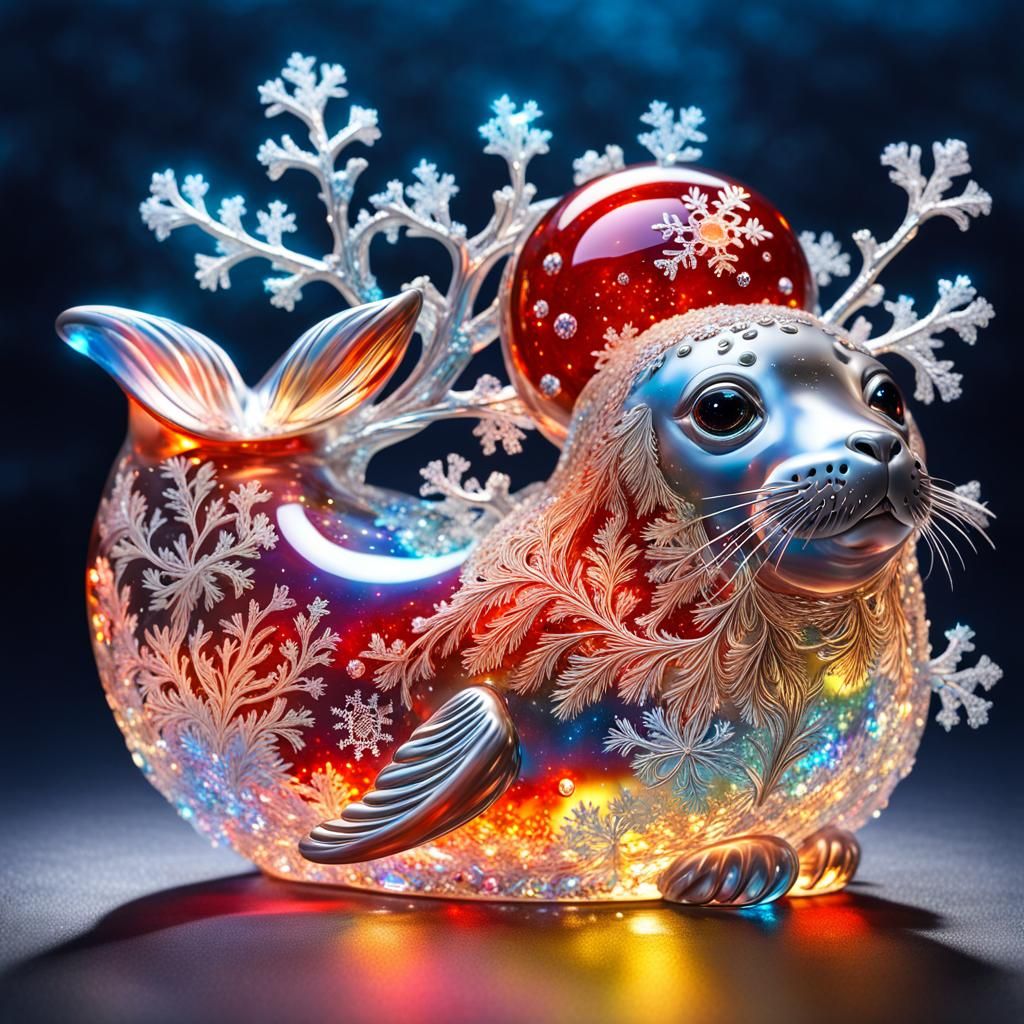 Bioluminescent Crystal Seal Sculpture