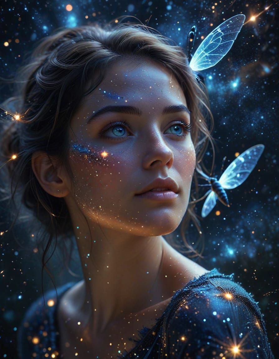 Ethereal Glow: Firefly Dances Amidst Celestial Beauty