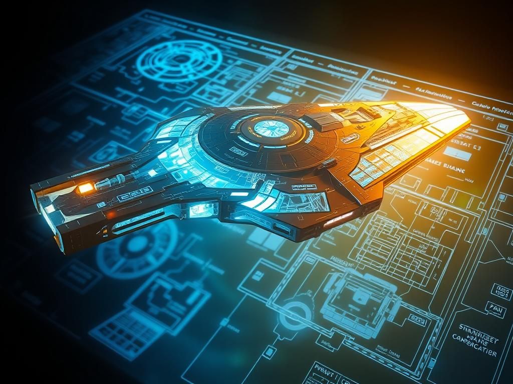 Sci-Fi Spaceship Blueprint Light Sculpture