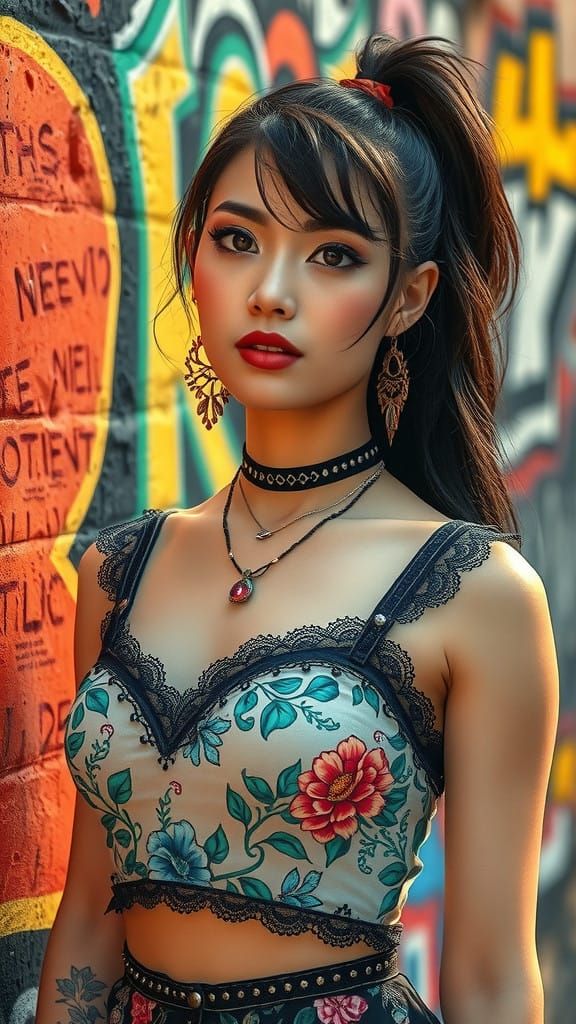 Ultra-Realistic Portrait of a Japanese Woman in Bohemian Sty...