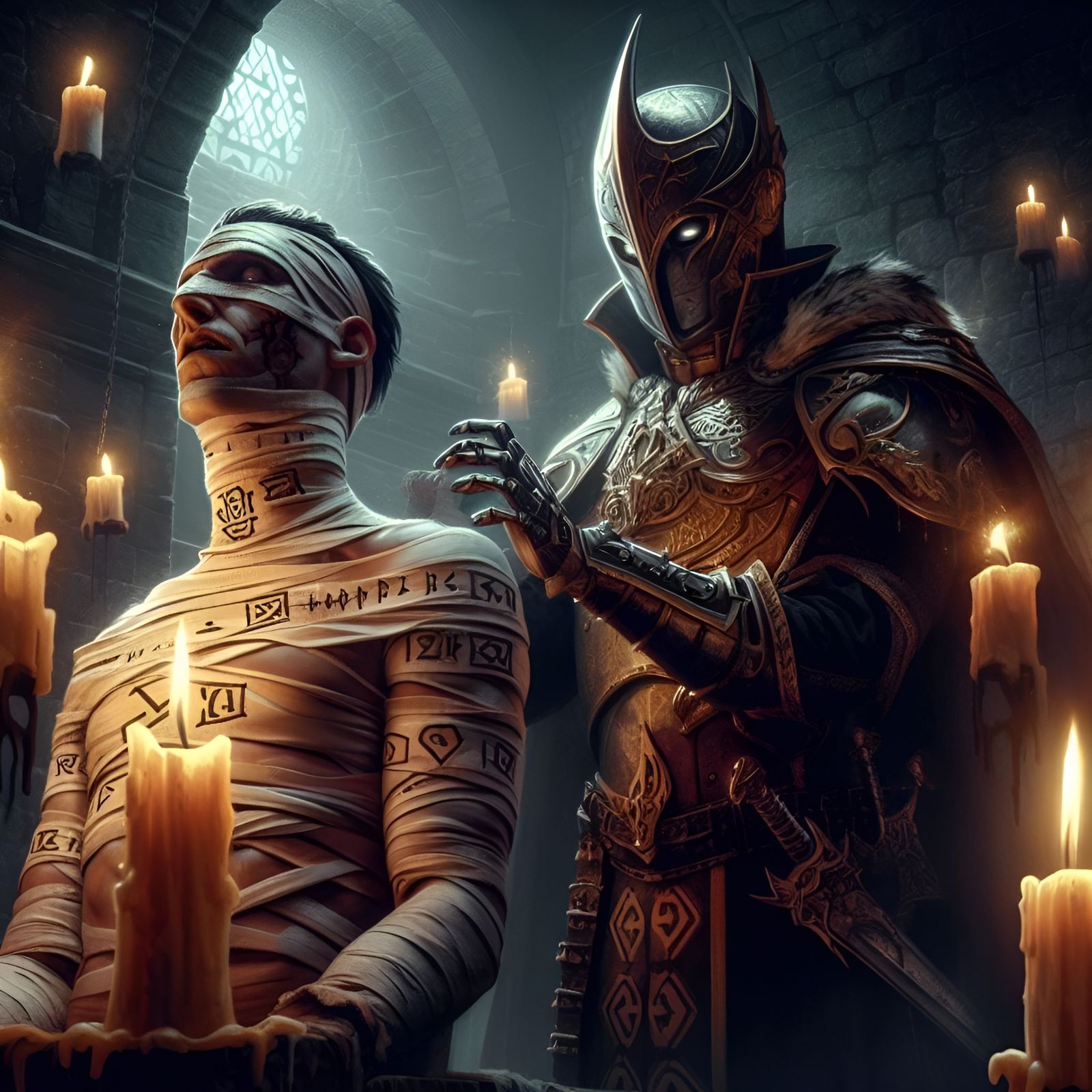 Vampire Conquistador in Gloomy Stone Chamber