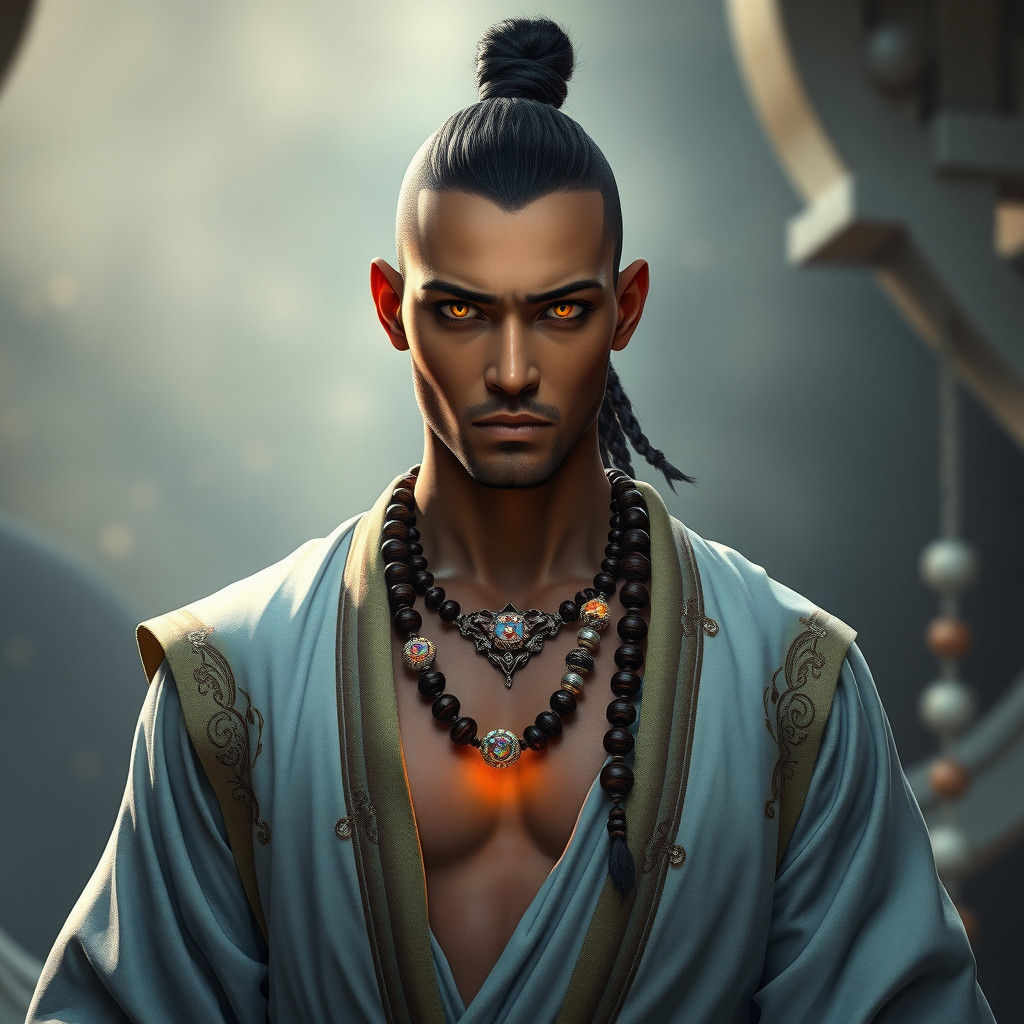 Mystical Monk Portrait in Realistic Fantasy Style