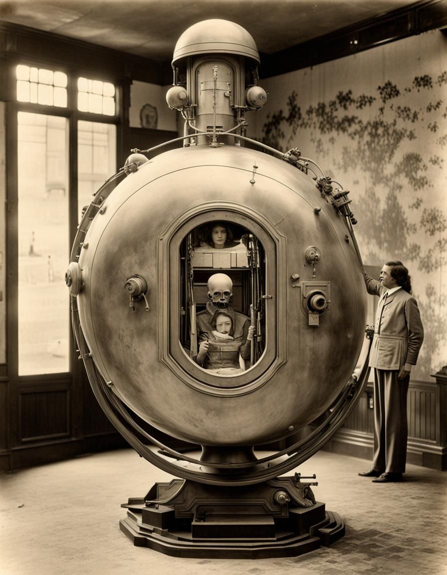 Strange machine for speaking to the dead art deco 1900s photograph photorealistic retrofuturism