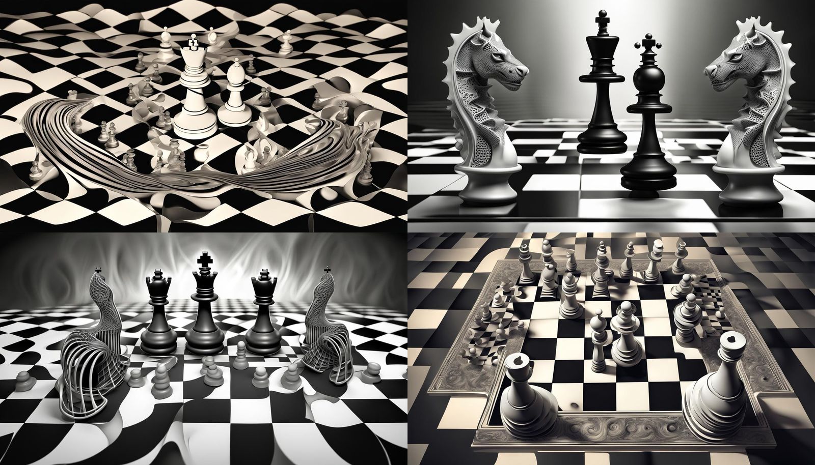 Abstract Chess Game Rendered as Conceptual Art