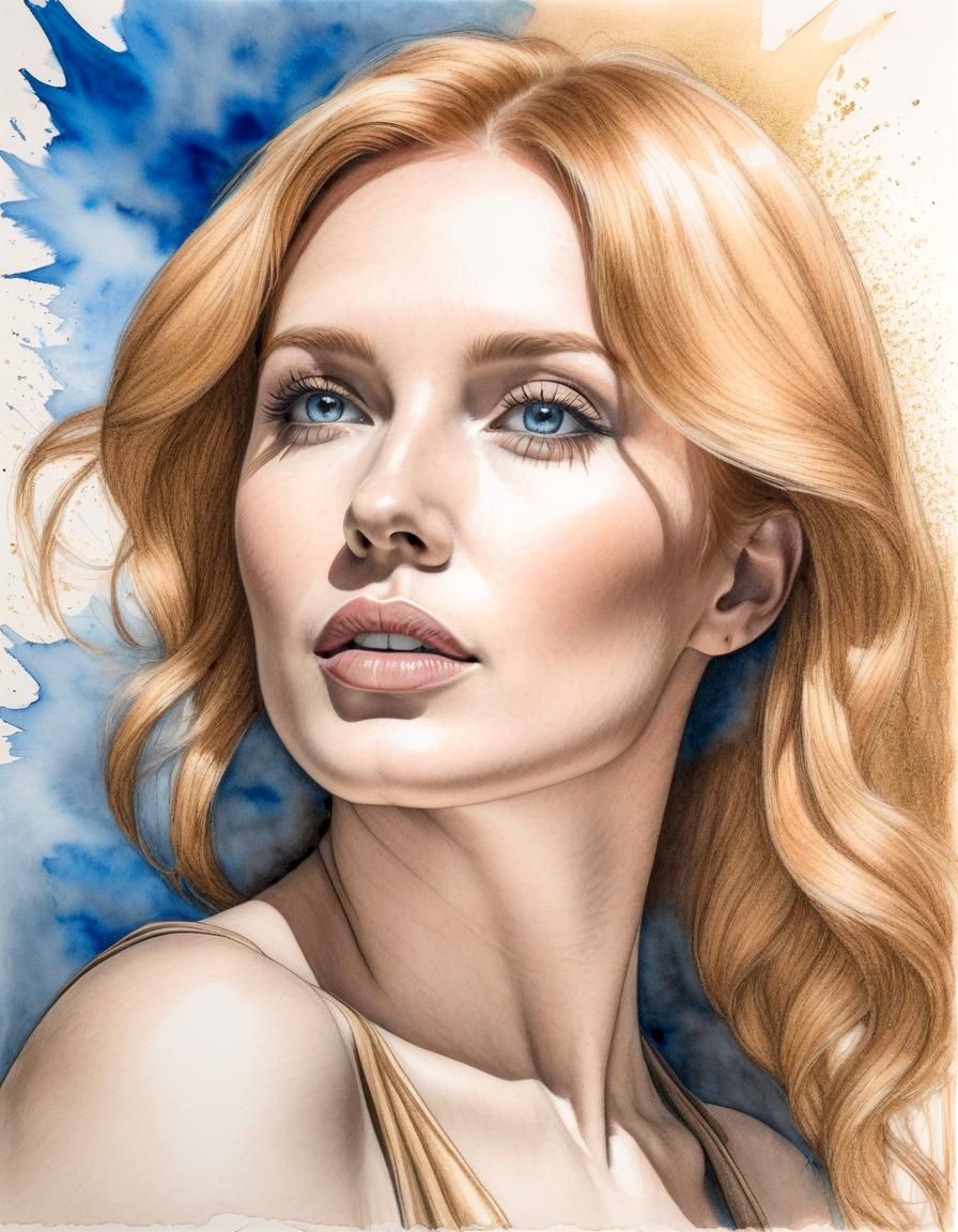 Statuesque Woman Portrait in Mixed Media