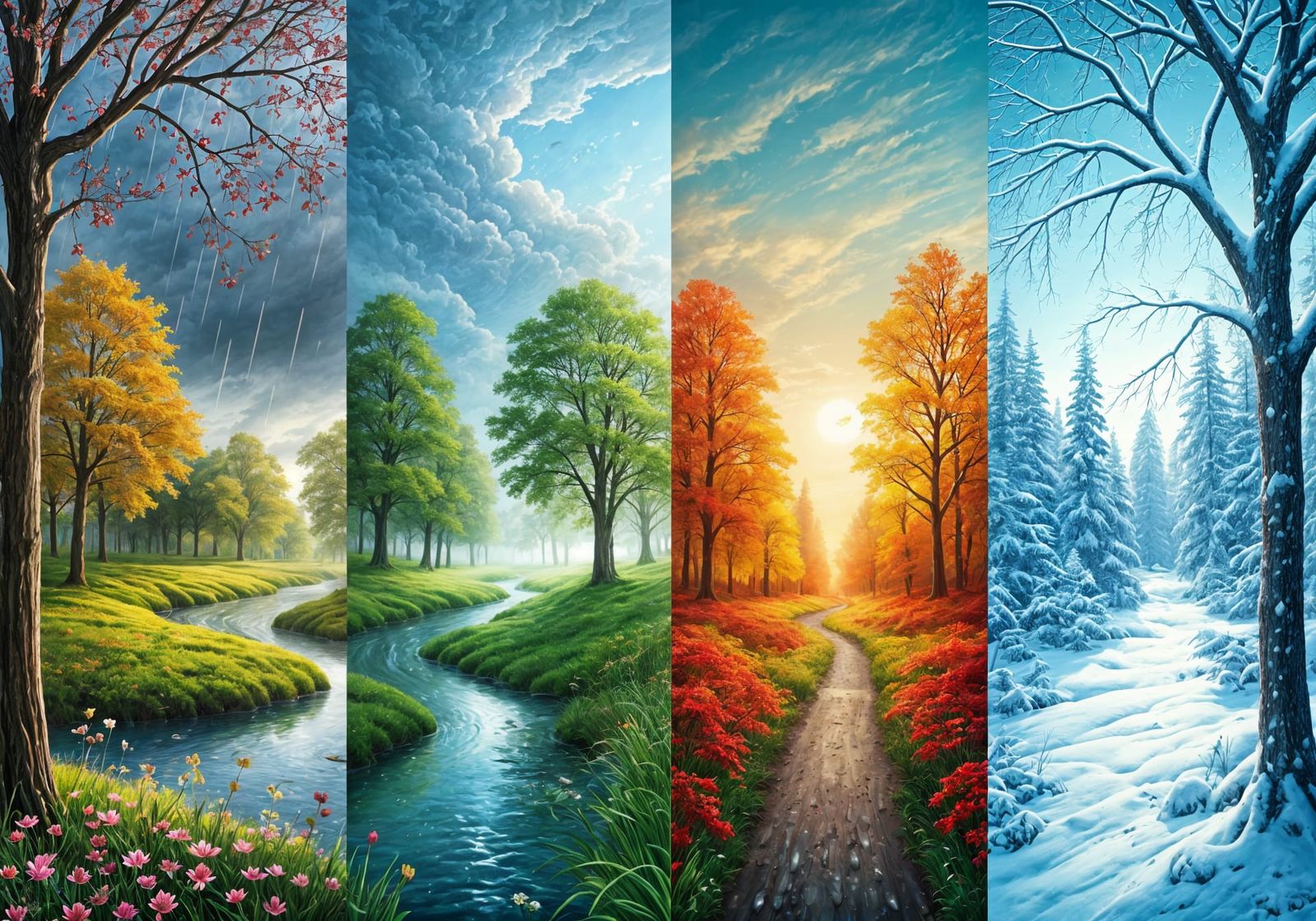 Surreal Seasons Landscape in Dreamy Aesthetic