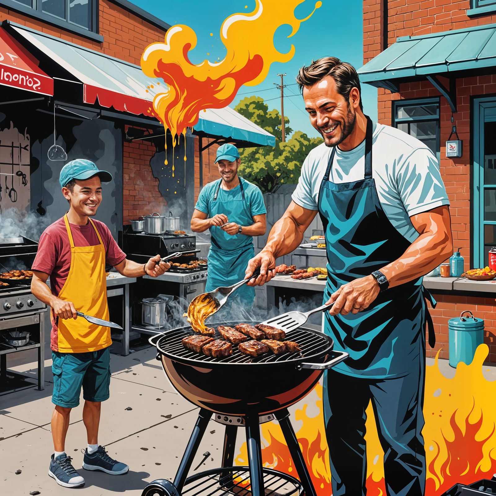 Happy Dad BBQ in Australia: Graffiti Art Style