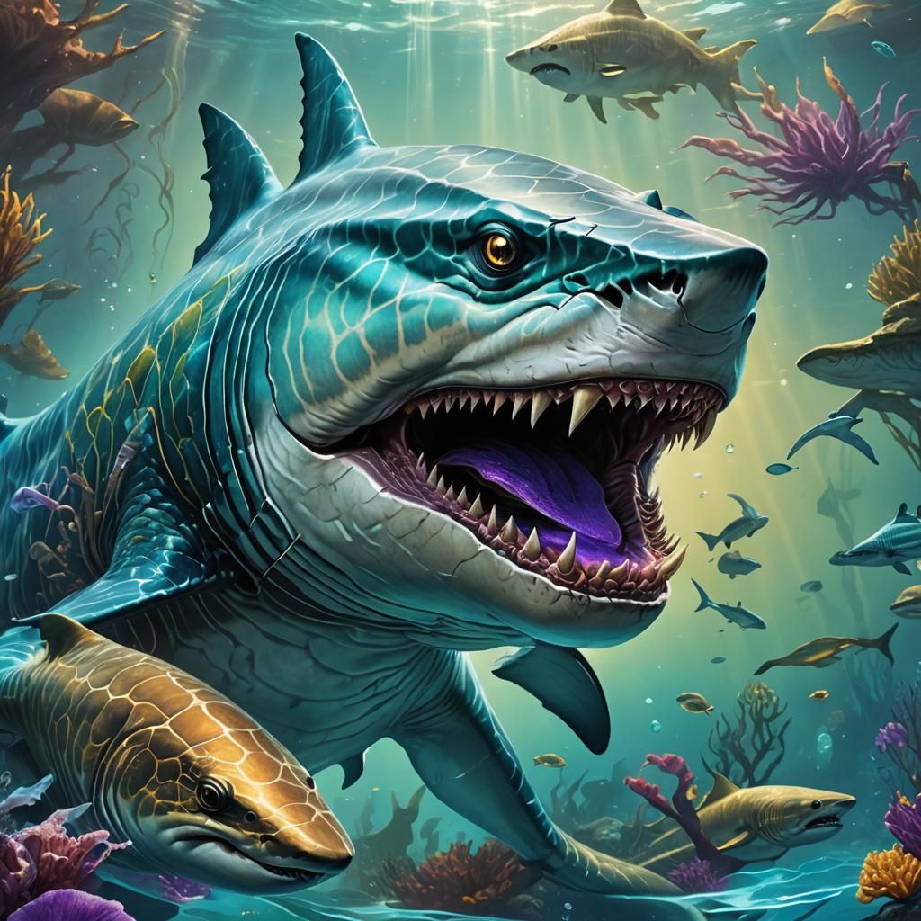 Tiger Shark Tongan Warrior Transformation in Fantasy Art