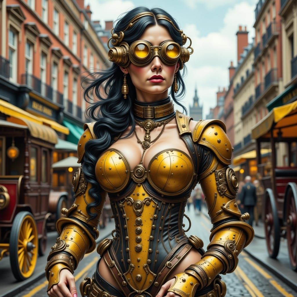 Steampunk Mechanical Woman in Victorian London