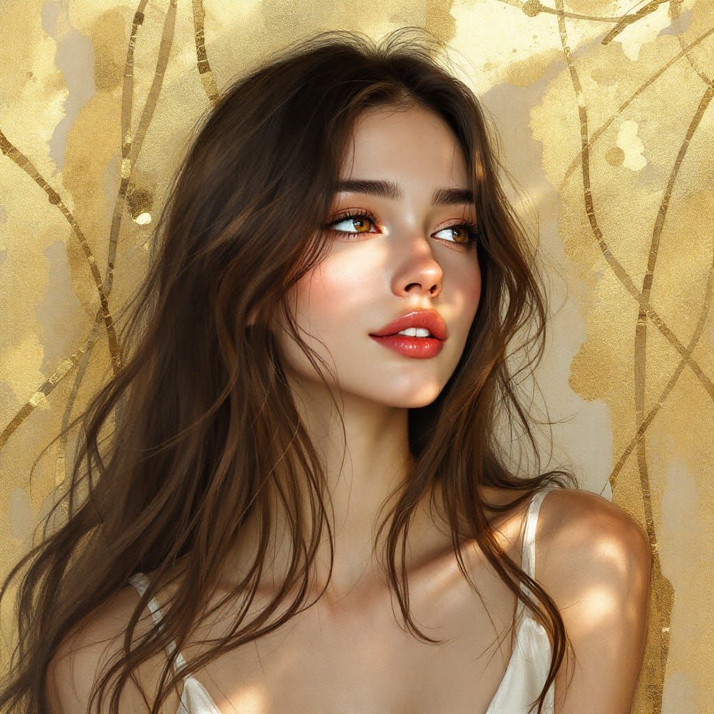 Ethereal Portrait in Delicate Watercolor Style