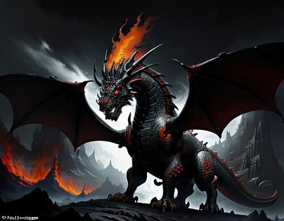 Fiery Dragon in Dynamic Fantasy Art Style