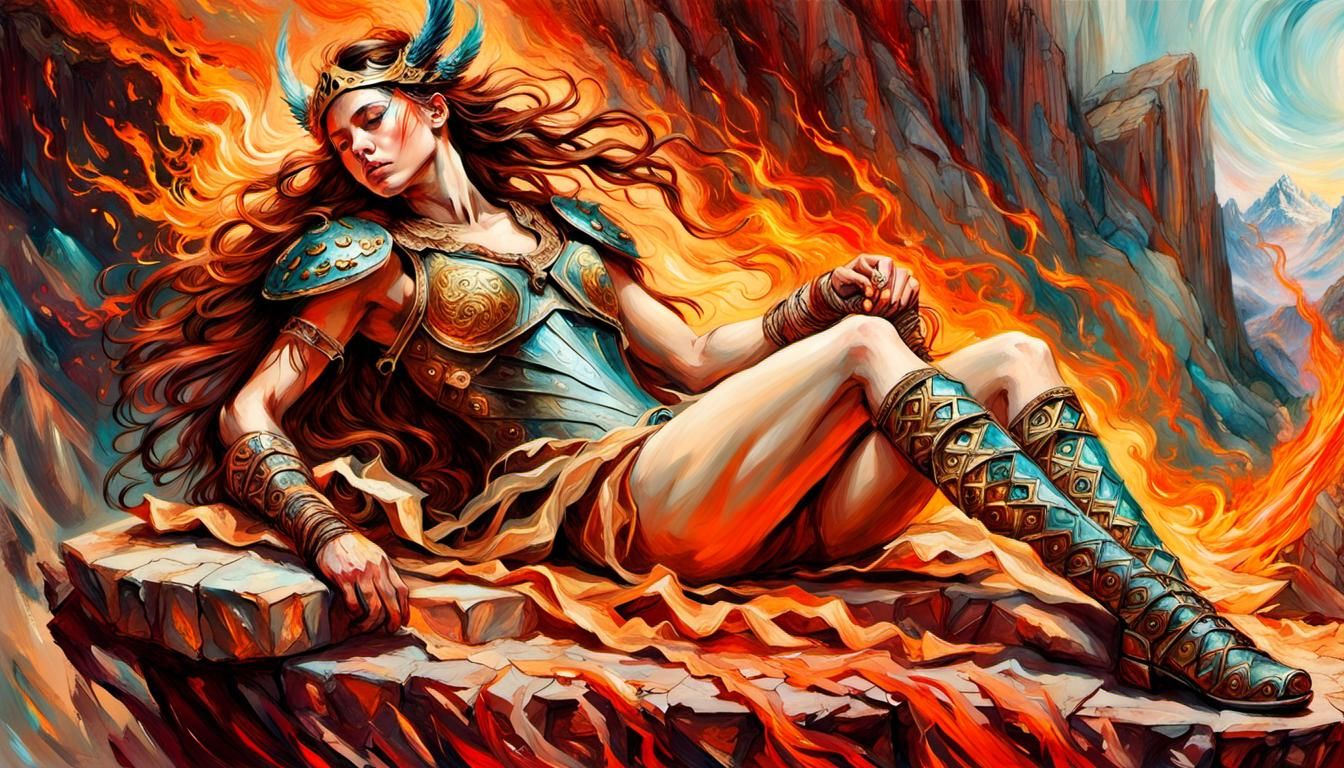 Brünnhilde surrounded by magic fire, from Götterdämmerung