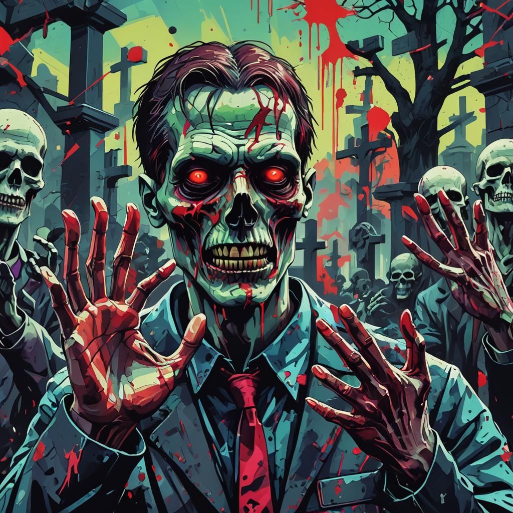 Zombie Portrait in Digital Pop Art Style