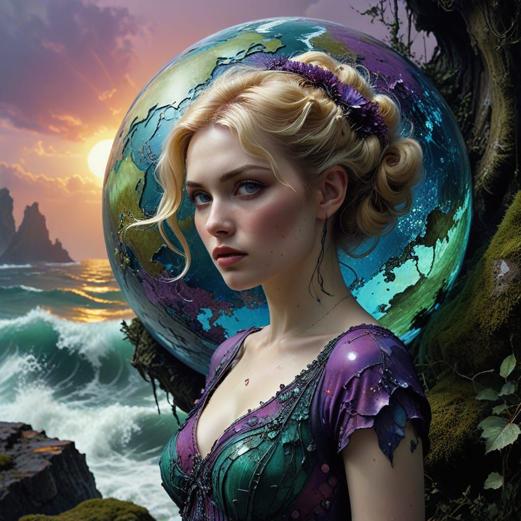 1950s Pin-Up in Tonalist Art Nouveau Style