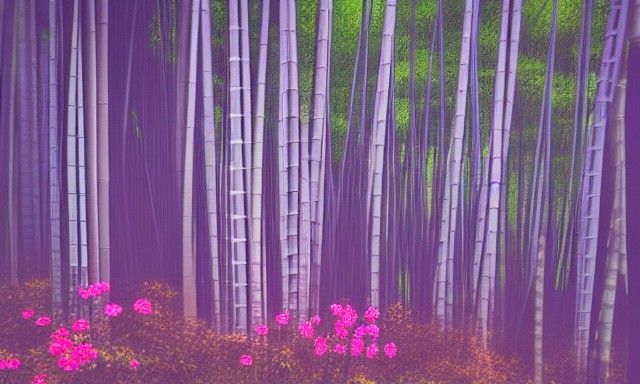 Misty Japanese Bamboo Forest in Anime Style