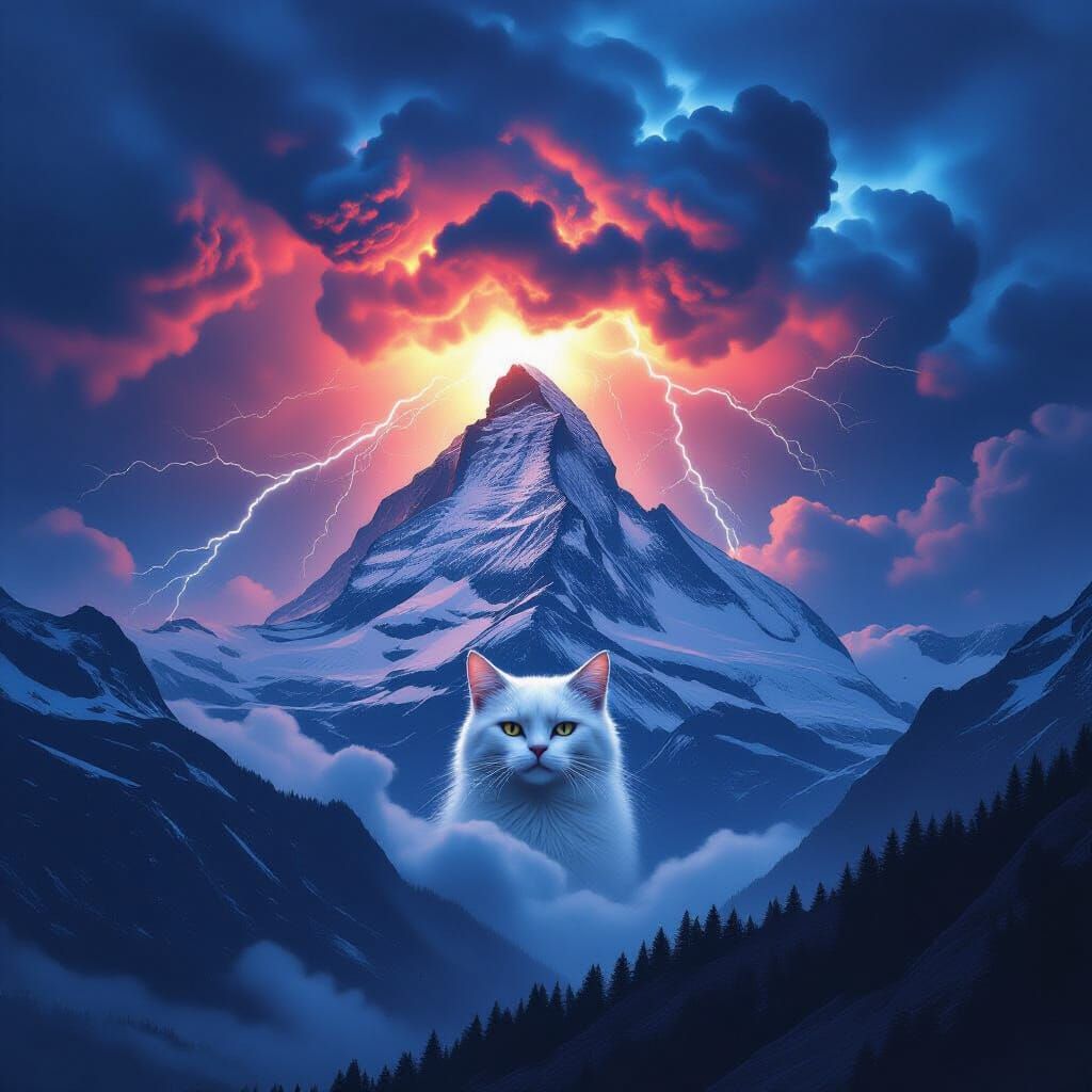 Gigantic Cat Face Emerges During Alps Landslide