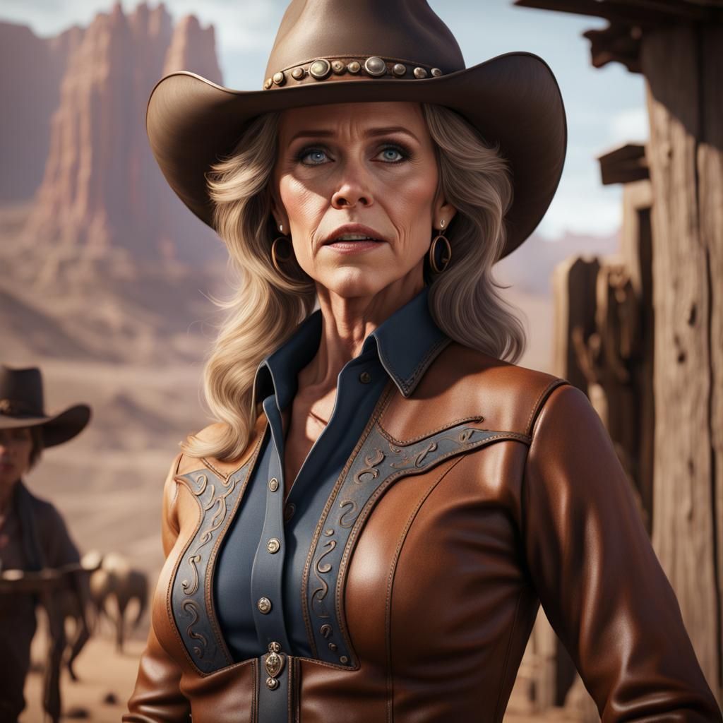 Jane Fonda as Cowgirl: Detailed Fantasy Art