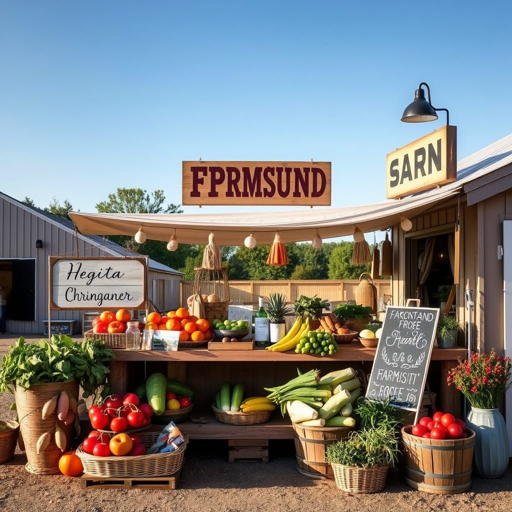 Charming Farmstand Scene with Seasonal Produce