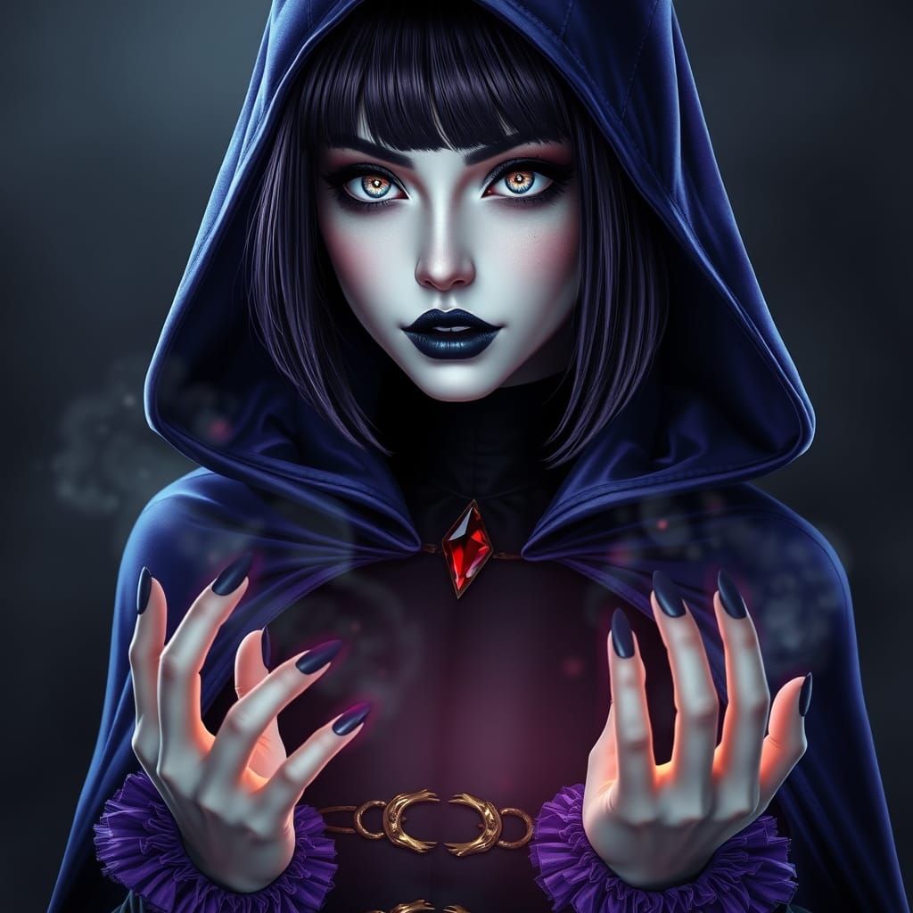 Gothic Fantasy Woman in Ethereal Cloak