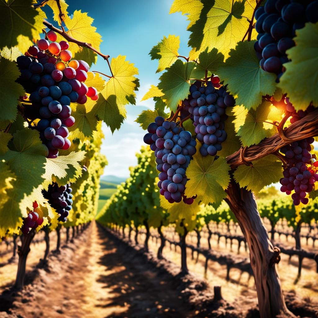 Hyperrealistic Vineyard Awaiting Harvest