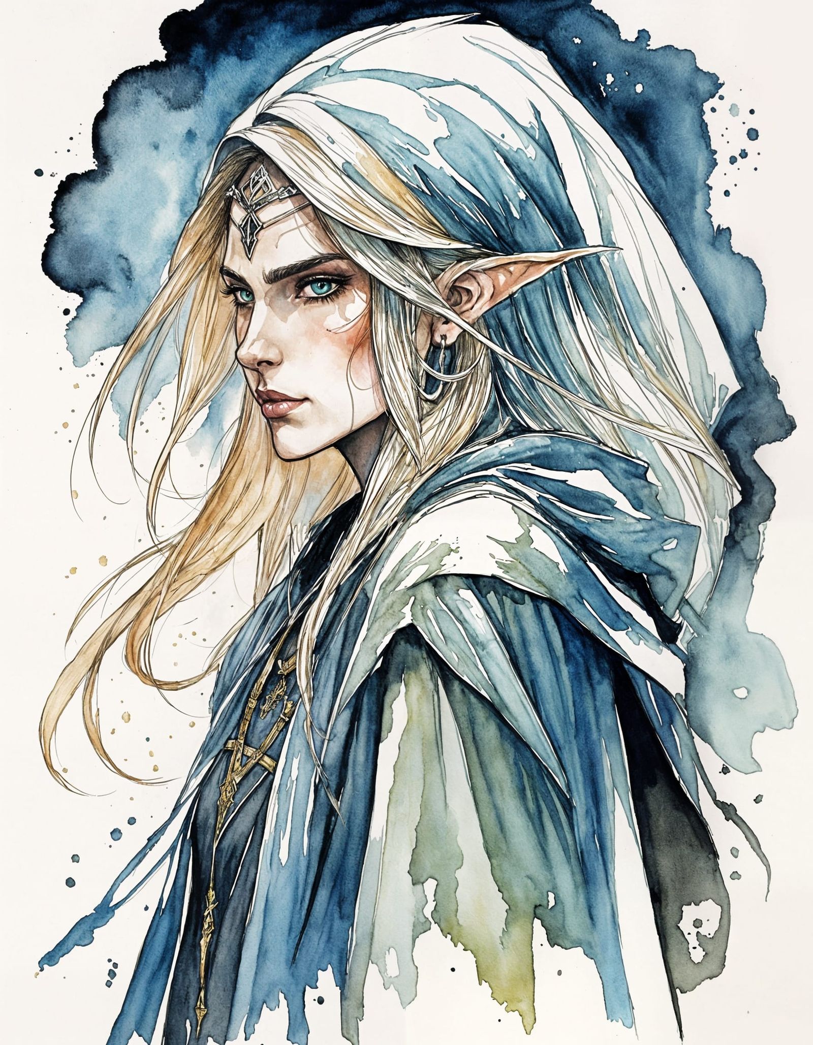 Ethereal Elf Sorceress in Regal Attire