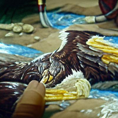 Filmic Painting of a Detailed Eagle