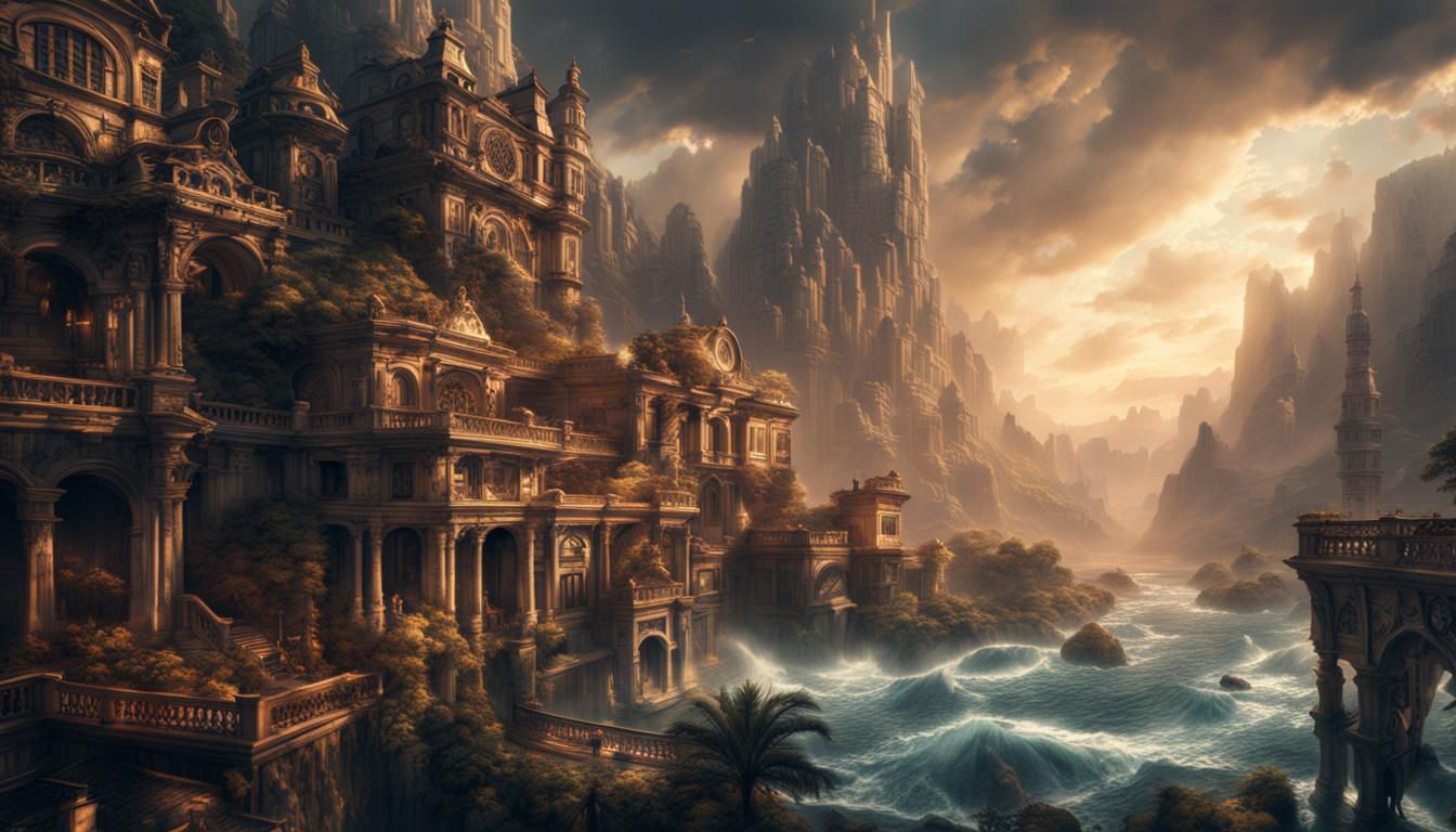 Epic Maximalist Digital Painting of an Ideal Life