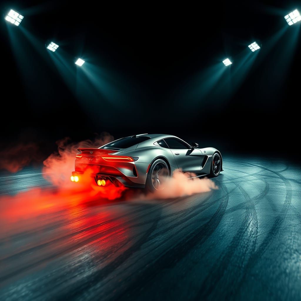 Sleek Sportscar Blazes Away from Spotlight