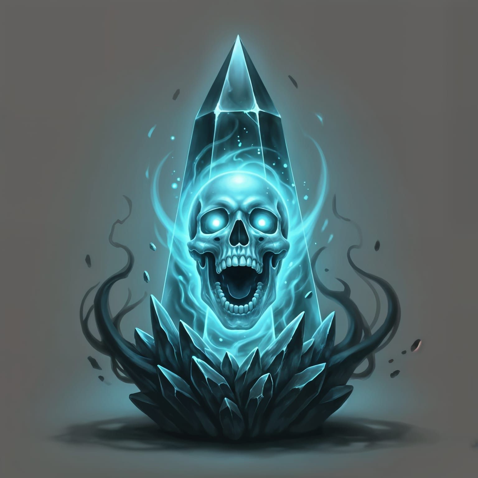 Luminous Soul Crystal Captures Spectral Skull in Eerie Blue ...