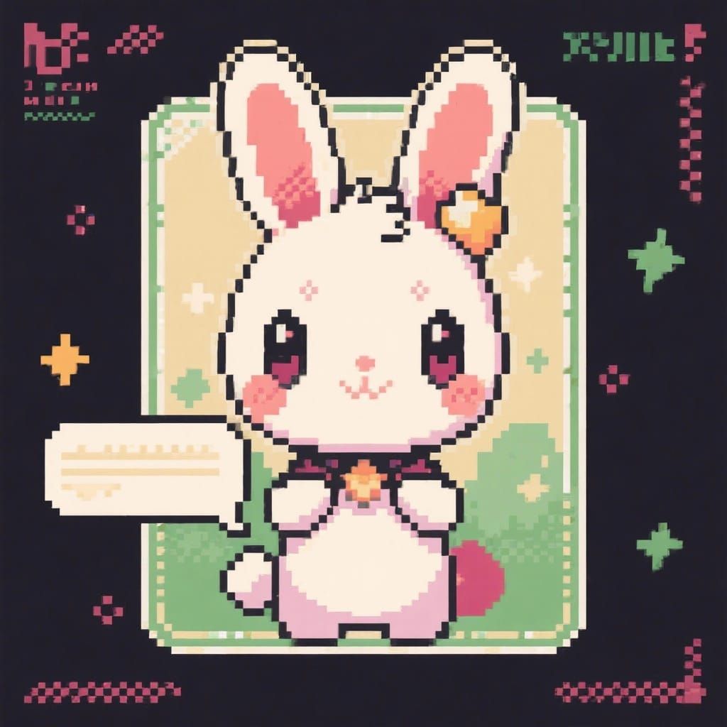 Anime Bunny Creature Pixel Portrait for RPGs