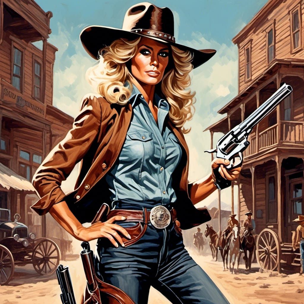 Farrah Fawcett as Old West Gunfighter