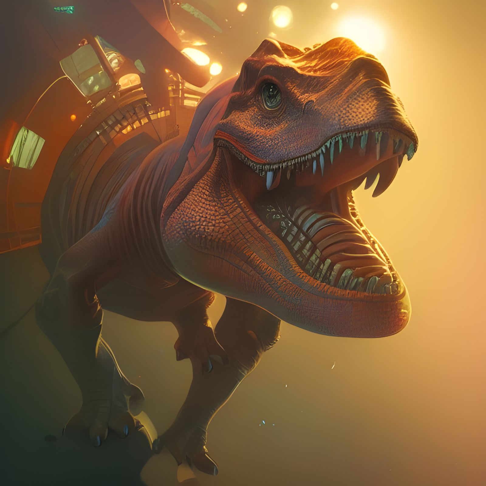 Disco Dinosaur Portrait in Hyperdetailed Style