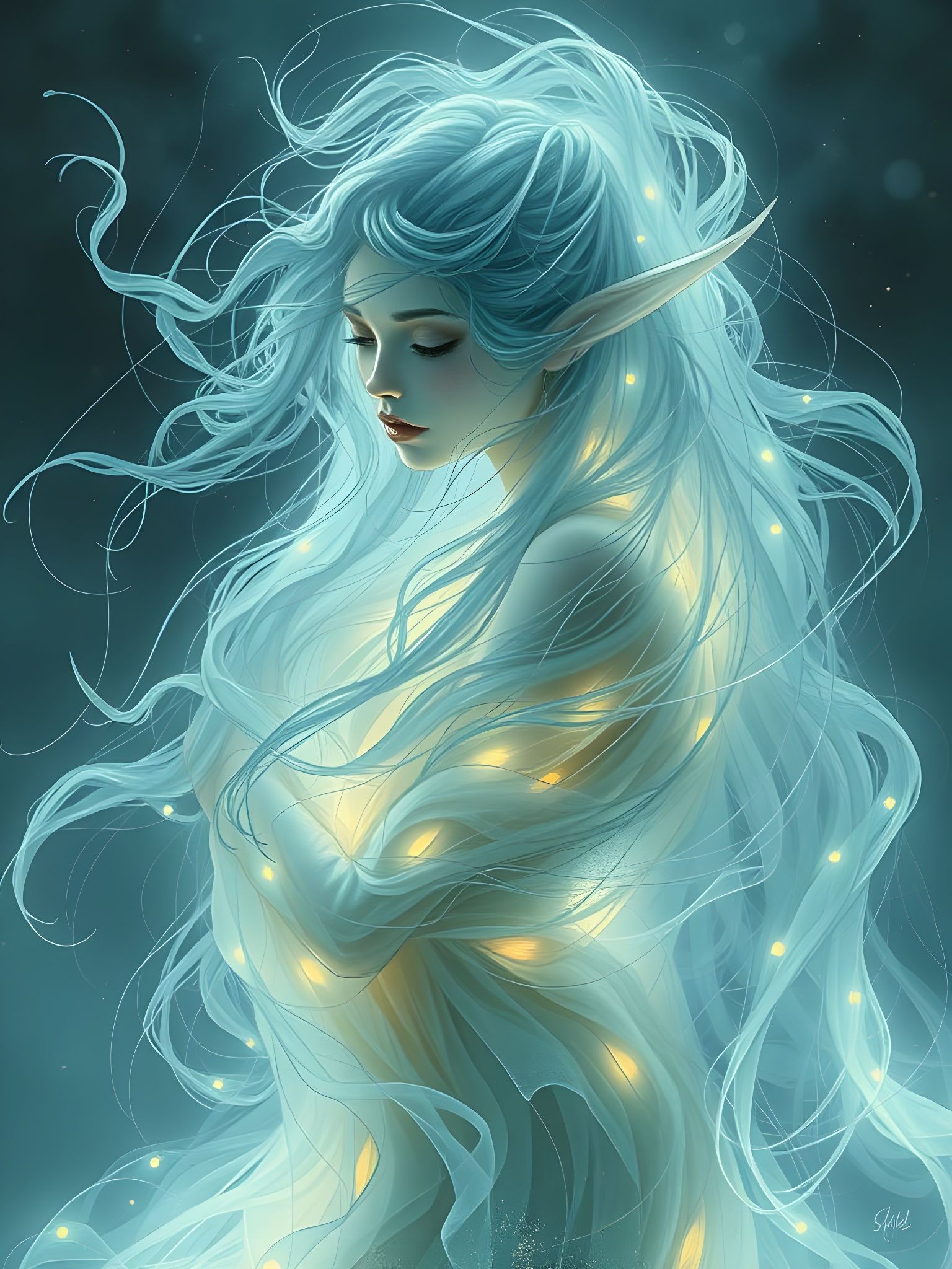 Ethereal Elf Spirit in Whirling Garments