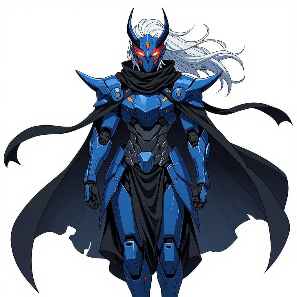 Anime Mecha Warrior with Flowing Scarf