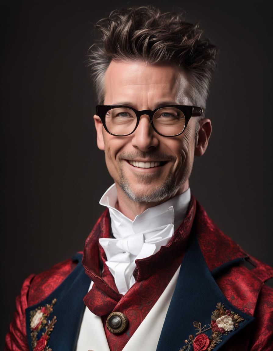 Man in Steampunk Style Embroidered Jacket