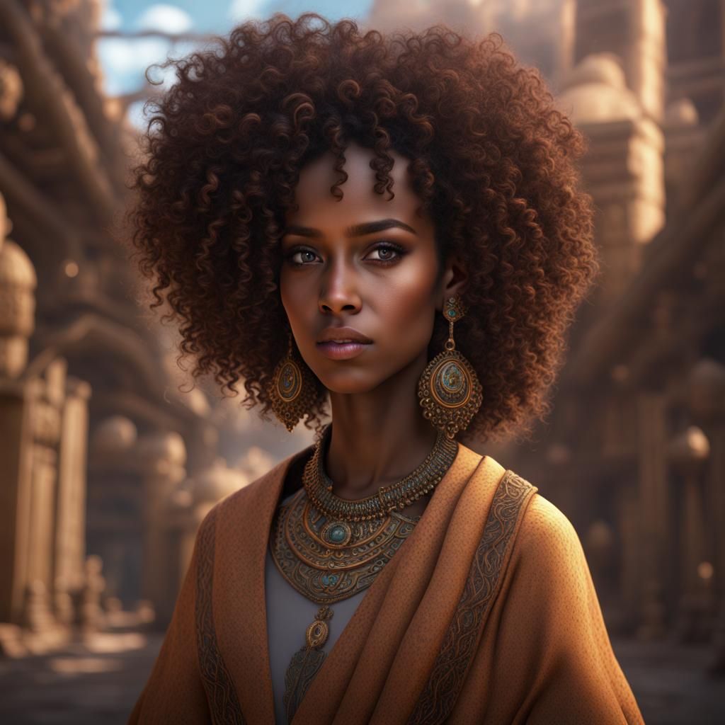 Somali Girl with Curly Hair in 8k Resolution