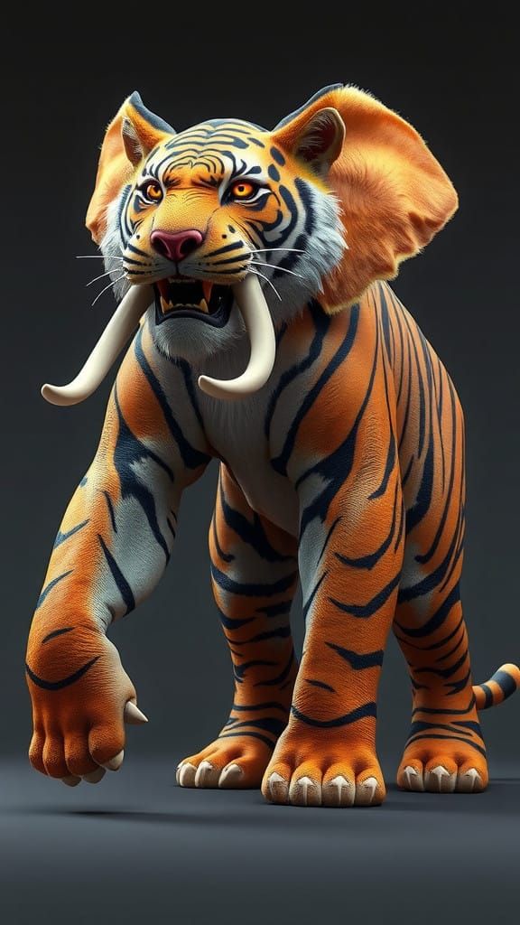 Surreal Tiger-Elephant Hybrid Emerges in Majestic Form, Blen...