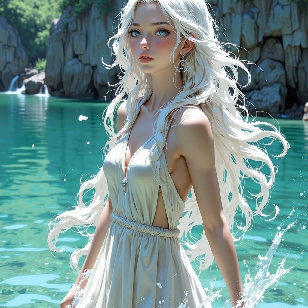 Ethereal Woman Walking on Water