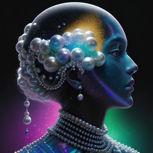 Cosmic White Pearls: Holographic Astral Illustration